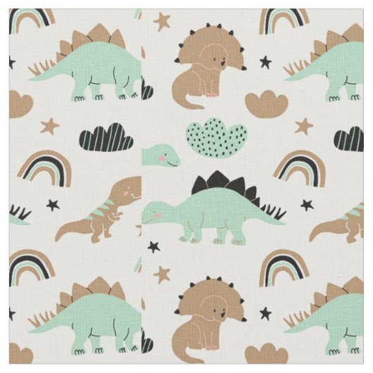 Niedlich Minze Green Dinosaur Muster Stoff (Nahaufnahme)