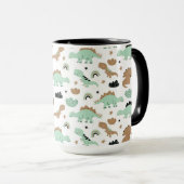 Niedlich Minze Green Dinosaur Muster Tasse (VorderseiteRechts)