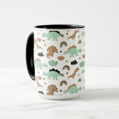 Niedlich Minze Green Dinosaur Muster Tasse (Vorderseite Links)