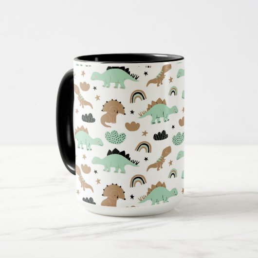 Niedlich Minze Green Dinosaur Muster Tasse (Vorderseite Links)