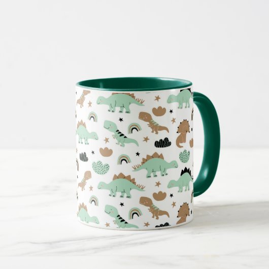 Niedlich Minze Green Dinosaur Muster Tasse (VorderseiteRechts)