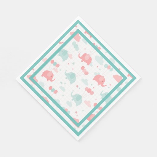 Niedlich Minze Green Elephant Boy Girl Babydusche Serviette (Ecke)