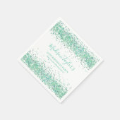 Niedlich Minze Grüner Glitzer Sparkle Confetti Geb Serviette (Ecke)