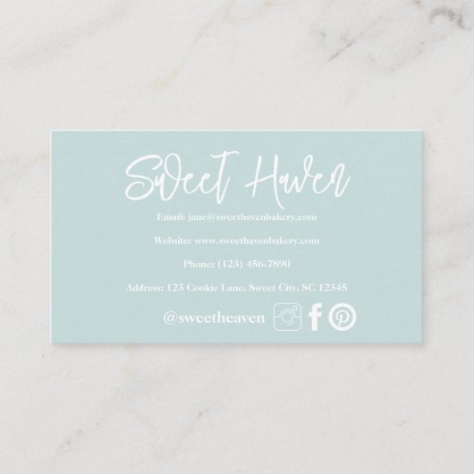 Niedlich-Minze-Grünkochen Utensil Bäckerei Visitenkarte (Rückseite)