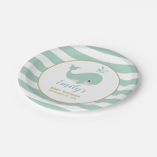 Niedlich Minze Grünwal Kinderdusche Pappteller (Schrägansicht)