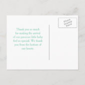 Niedlich Minze Regenschirm und Bow Baby Dusche Dan Ankündigungspostkarte (Rückseite)