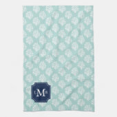 Niedlich Minze Sommermuster und blaues Monogramm Küchentuch (Vertikal)