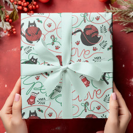 Niedlich Minze Weihnachten Friede und Liebe Garni Geschenkpapier