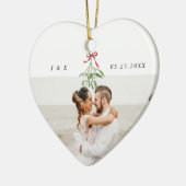 Niedlich Mistletoe Newlyweds Wedding Foto Monogram Keramik Ornament (Links)