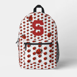 Niedlich Mit Monogramm Ladybug Themed Bedruckter Rucksack