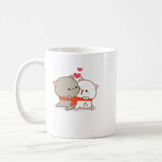 Niedlich Mochi Peach Cat Kaffeetasse (Links)