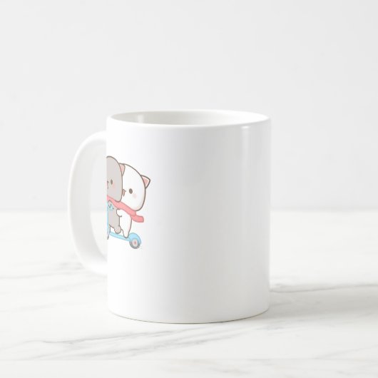 Niedlich Mochi Peach Cat Kaffeetasse (Vorderseite Links)