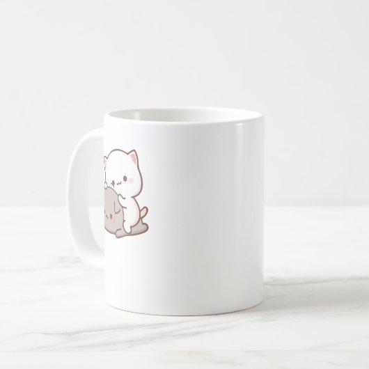 Niedlich Mochi Peach Cat Kaffeetasse (Vorderseite Links)