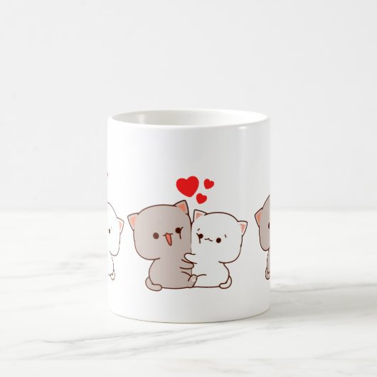 Niedlich Mochi Peach Cat Kaffeetasse (Mittel)