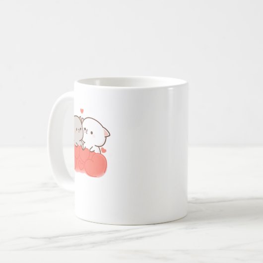 Niedlich Mochi Peach Cat Kaffeetasse (Vorderseite Links)