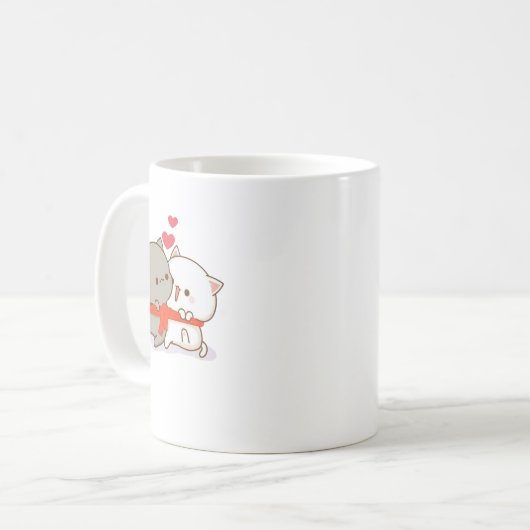 Niedlich Mochi Peach Cat Kaffeetasse (Vorderseite Links)