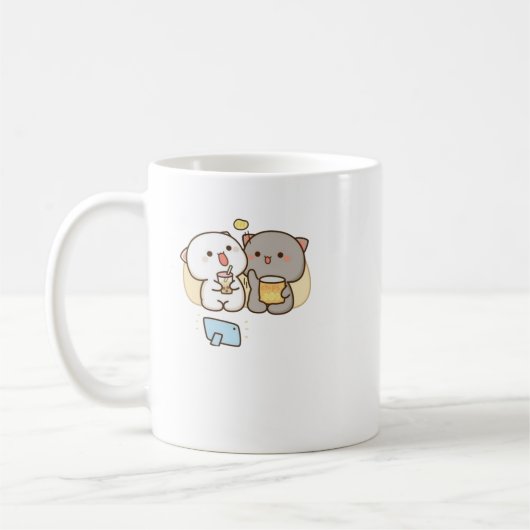 Niedlich Mochi Peach Cat Kaffeetasse (Links)