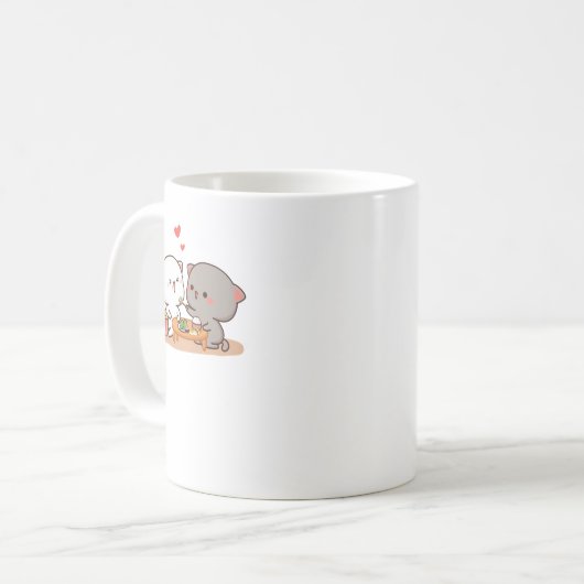 Niedlich Mochi Peach Cat Kaffeetasse (Vorderseite Links)