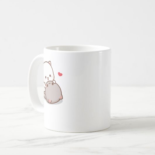 Niedlich Mochi Peach Cat Kaffeetasse (Vorderseite Links)