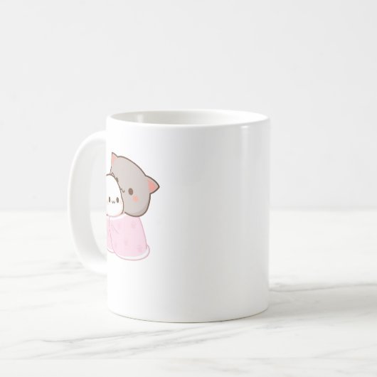 Niedlich Mochi Peach Cat Kaffeetasse (Vorderseite Links)