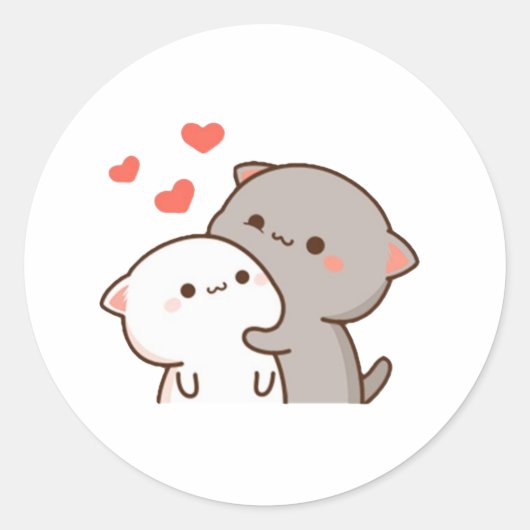 Niedlich Mochi Peach Cat Runder Aufkleber (Vorderseite)