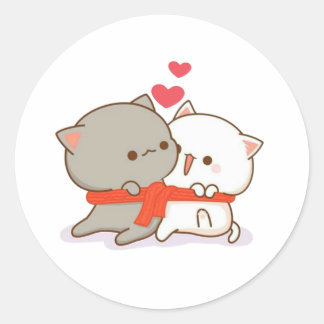 Niedlich Mochi Peach Cat Runder Aufkleber