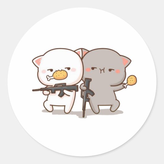 Niedlich Mochi Peach Cat Runder Aufkleber (Vorderseite)