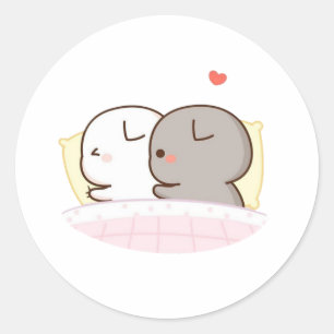 Niedlich Mochi Peach Cat Runder Aufkleber
