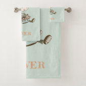 Niedlich Modern Aqua Blue Boys Little Sailor Nauti Badhandtuch Set (Insitu)