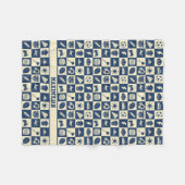 Niedlich Modern Blue Checkered Icons Muster Boy's Fleecedecke (Vorderseite (Horizontal))