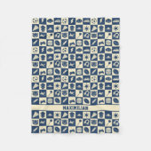 Niedlich Modern Blue Checkered Icons Muster Boy's Fleecedecke (Vorderseite)