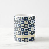 Niedlich Modern Blue Checkered Icons Muster Boy's Kaffeetasse (Mittel)