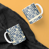 Niedlich Modern Blue Checkered Icons Muster Boy's Kaffeetasse
