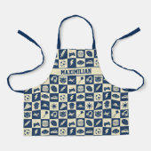 Niedlich Modern Blue Checkered Icons Muster Boy's Schürze (Vorderseite)