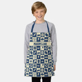 Niedlich Modern Blue Checkered Icons Muster Boy's Schürze (Getragen)