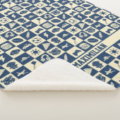 Niedlich Modern Blue Checkered Icons Muster Boy's Sherpadecke (3/4)