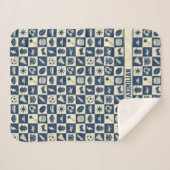 Niedlich Modern Blue Checkered Icons Muster Boy's Sherpadecke (Vorderseite (Horizontal))