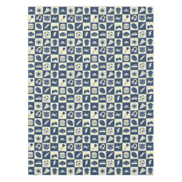 Niedlich Modern Blue Checkered Icons Muster Boy's Tischdecke