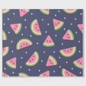 Niedlich Modern Blue Green Birthday Watermelon Obs Geschenkpapier (Flach)