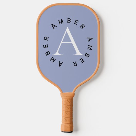 Niedlich Modern Blue Monogram Name + Initial Pickleball Schläger (Rückseite)
