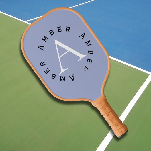 Niedlich Modern Blue Monogram Name + Initial Pickleball Schläger