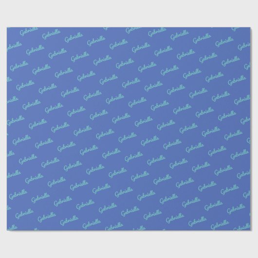 Niedlich Modern Blue Personalisierter Skriptname Geschenkpapier (Flach)
