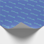 Niedlich Modern Blue Personalisierter Skriptname Geschenkpapier (Ecke)