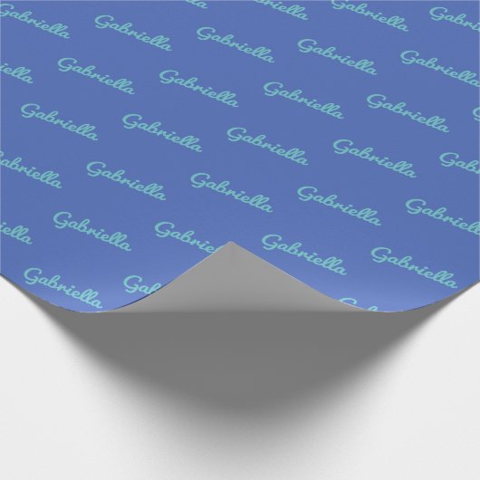 Niedlich Modern Blue Personalisierter Skriptname Geschenkpapier (Ecke)