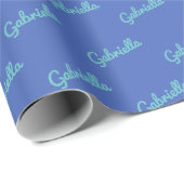 Niedlich Modern Blue Personalisierter Skriptname Geschenkpapier (Rolleneckpunkt)