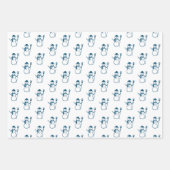 Niedlich Modern Blue Snowman Weihnachtsbaumskript Geschenkpapier Set (Vorderseite 3)