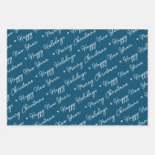 Niedlich Modern Blue Snowman Weihnachtsbaumskript Geschenkpapier Set (Vorderseite)