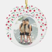 Niedlich Modern Boho Candy Cane Ein Foto Keramik Ornament (Vorne)