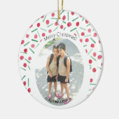 Niedlich Modern Boho Candy Cane Ein Foto Keramik Ornament (Links)
