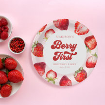 Niedlich Modern Boho Strawberry Berry 1. Geburtsta